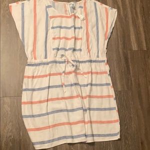 New Old Navy 3x orange/blue/white linen dress